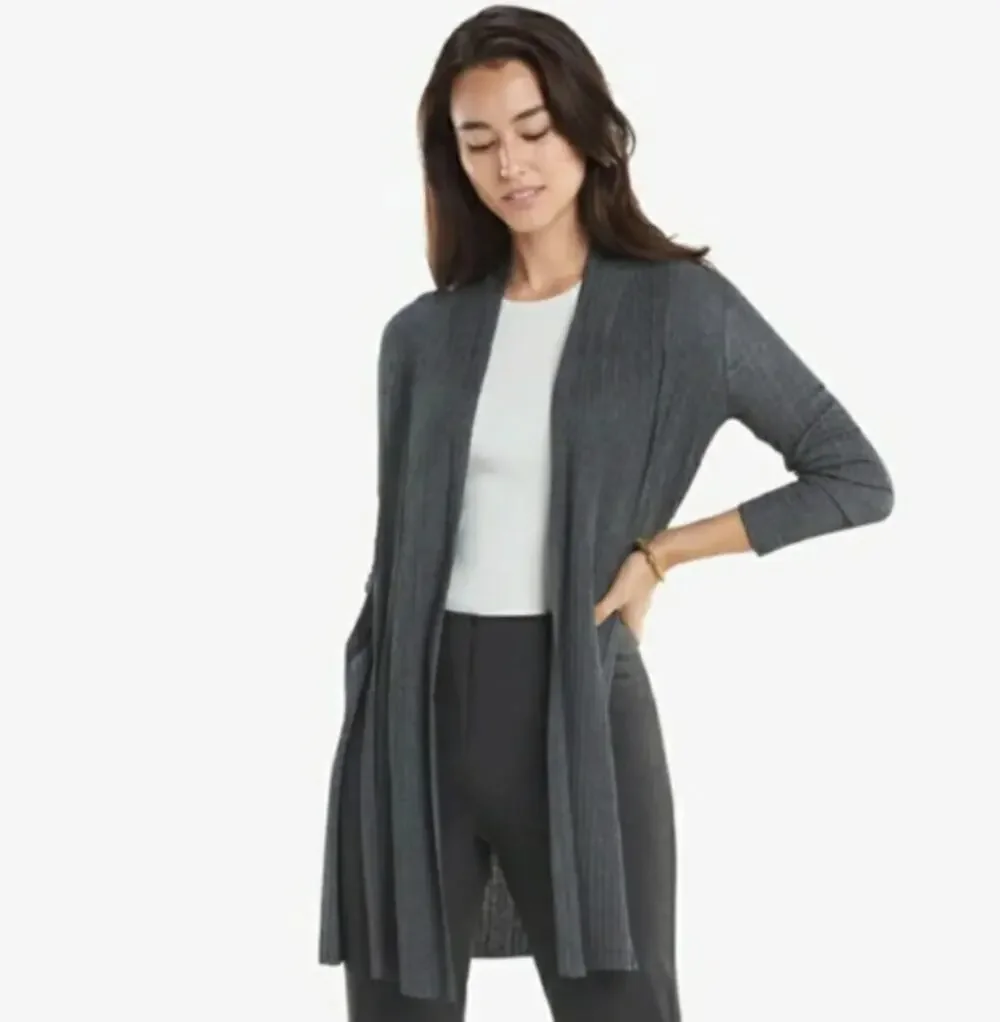 MM LAFLEUR The Graham Kimono Cardigan Textured Knit Marled Gray Sz XL $195 {X54}